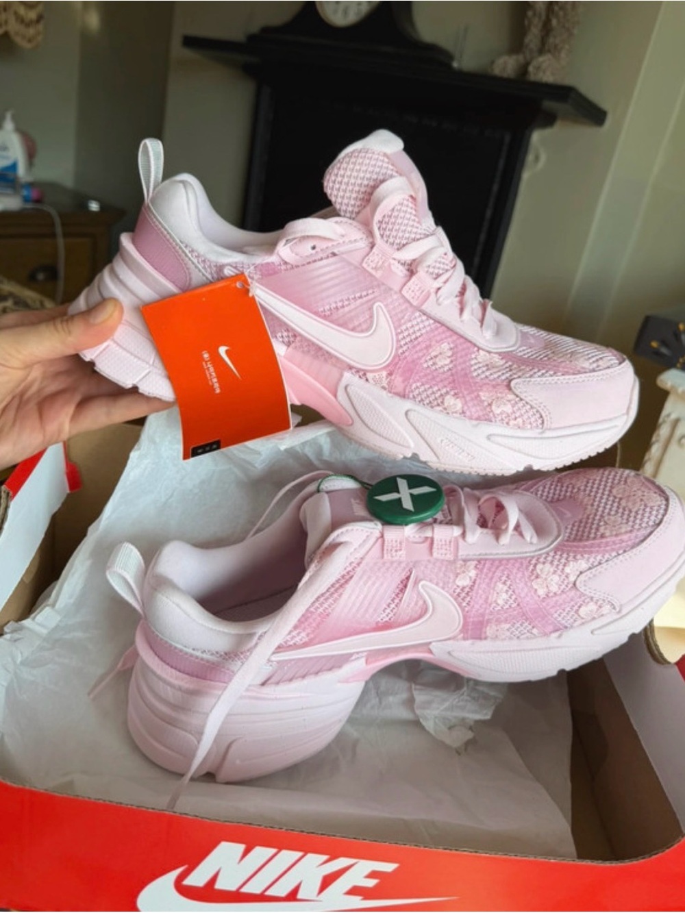 Nike V2K Run Pink Foam Artic Pink (also called cherry blossom/summery florals)